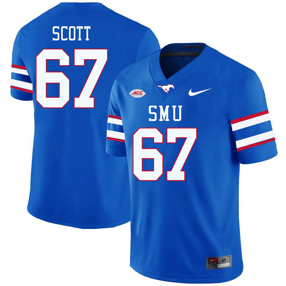 SMU Mustangs #67 Sean Scott College Football Jerseys Stitched Sale-Royal